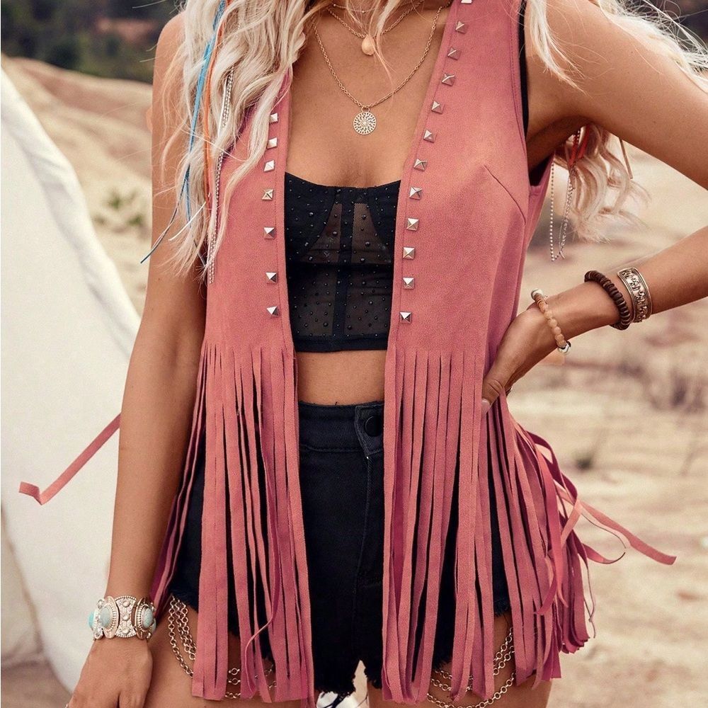 Western Vest with Fringe Hem